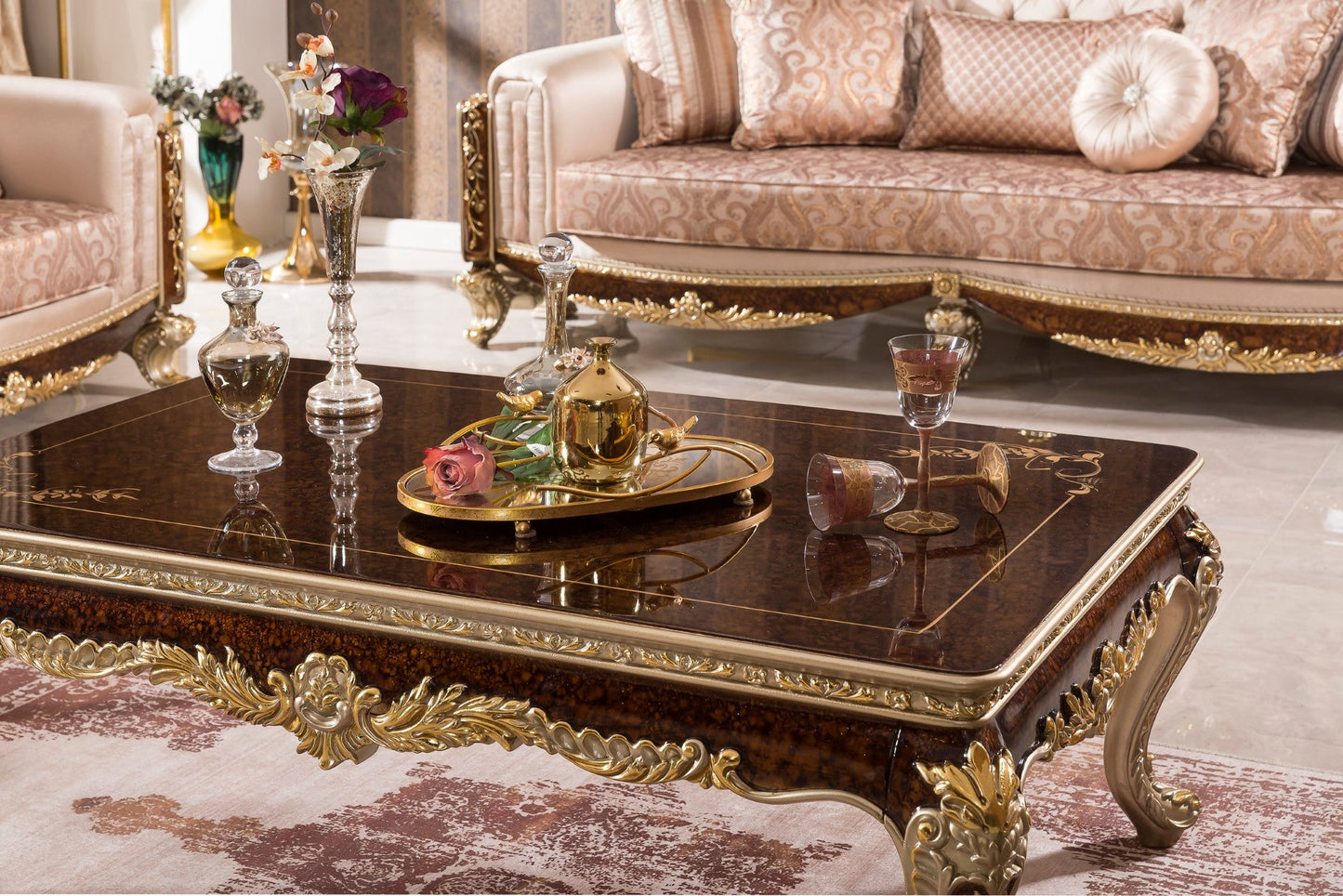 Dervessa Cream-Brown Sofa Set