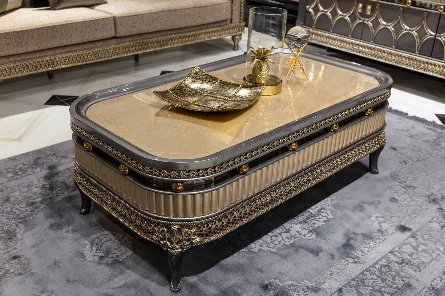 Corlina Silver Sofa Set