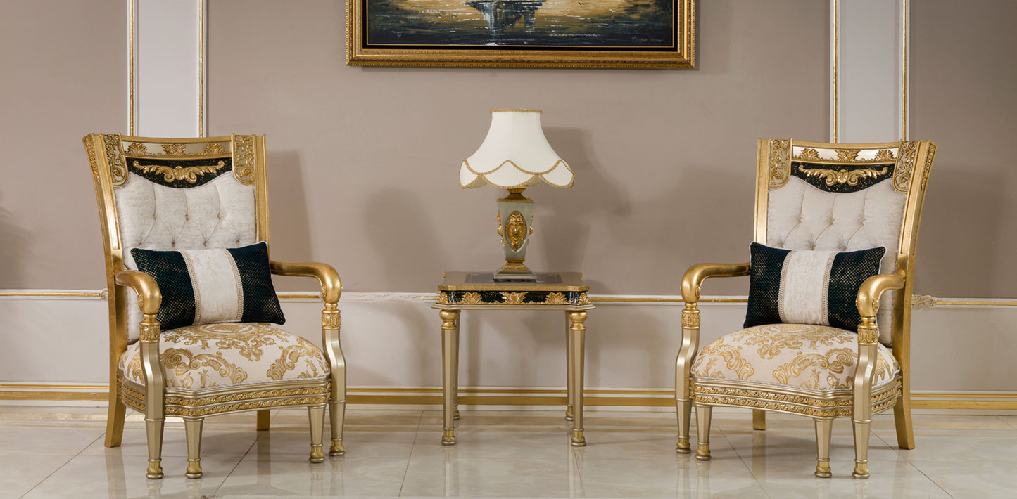 Goralis Cream Gold Sofa Set