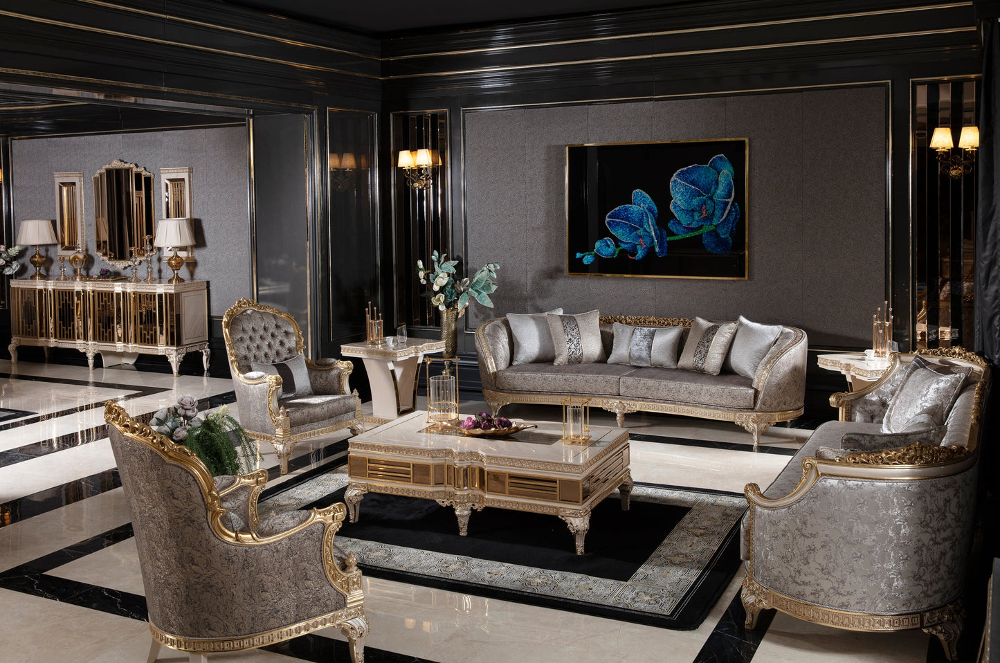 Silver Sofa Set