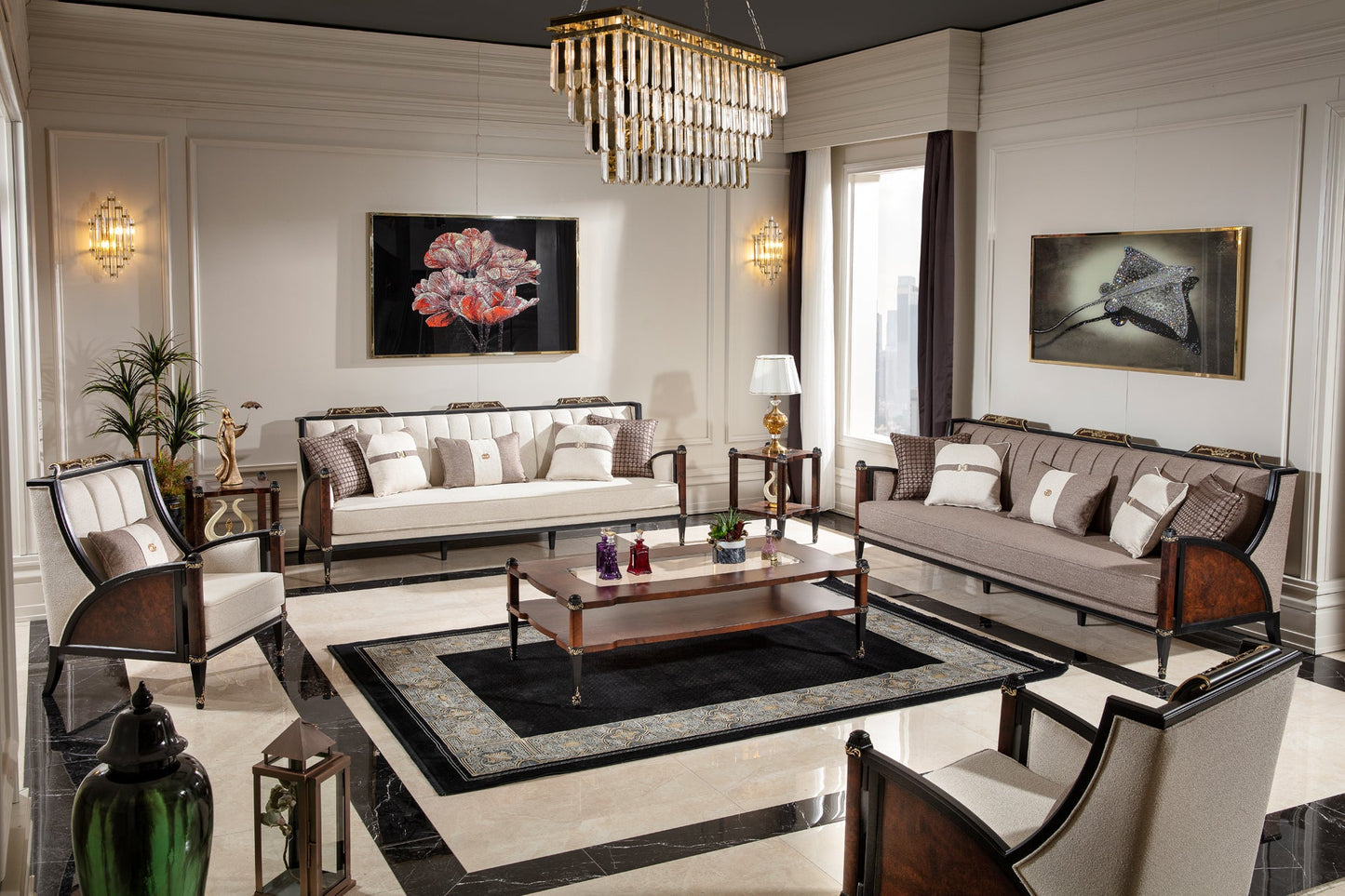 Elite Walnut Sofa Set