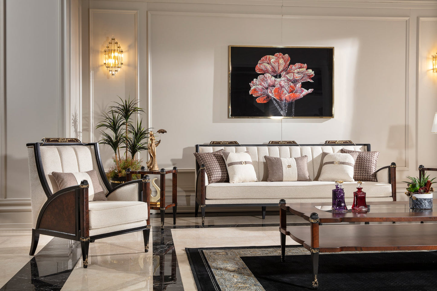 Elite Walnut Sofa Set