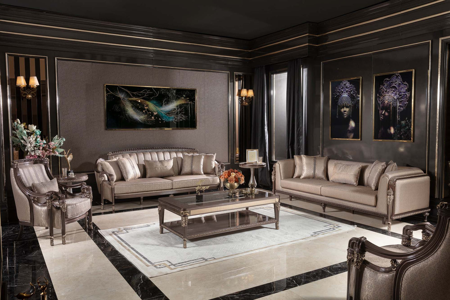 Cazella Champagne Beige Sofa Set