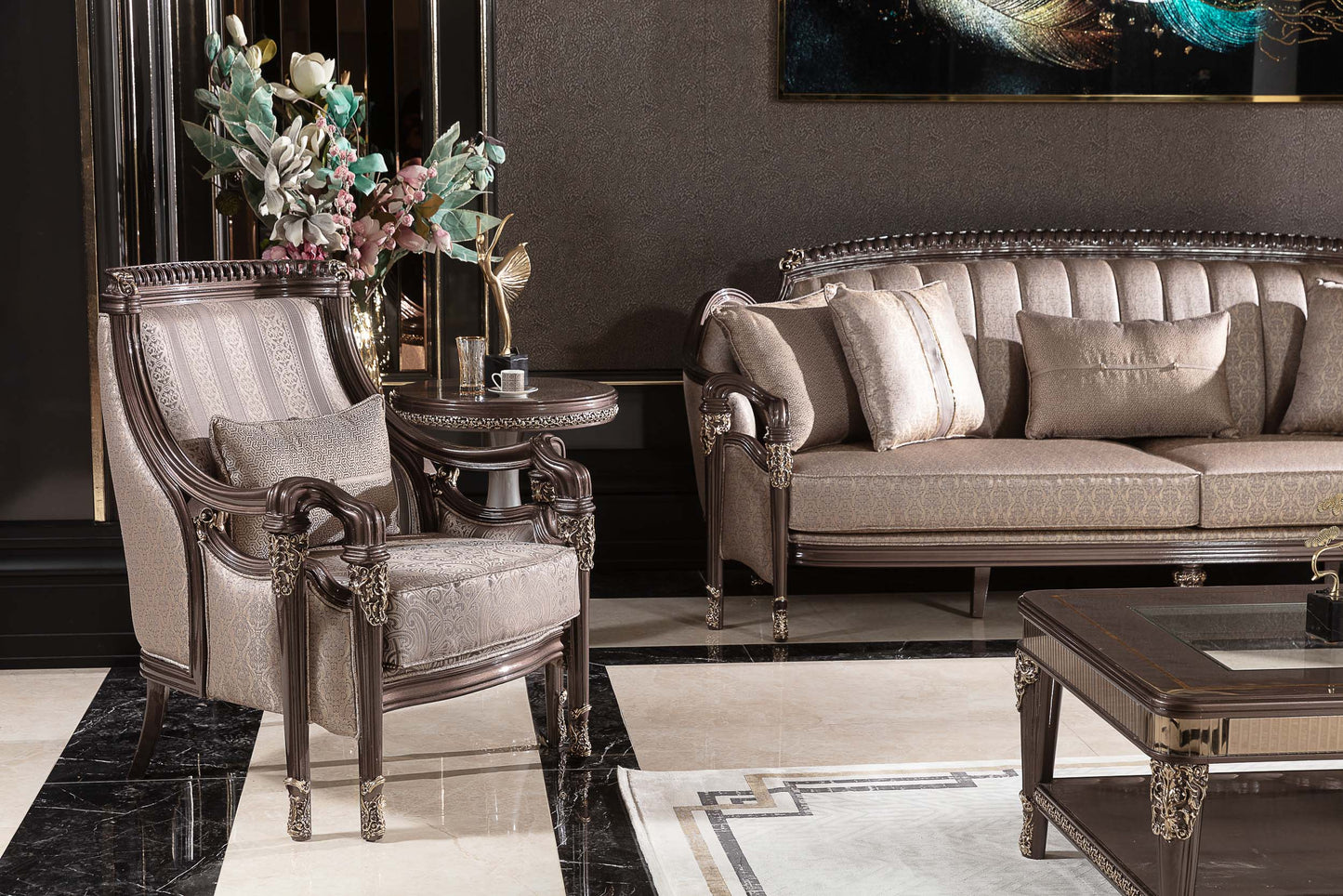 Cazella Champagne Beige Sofa Set