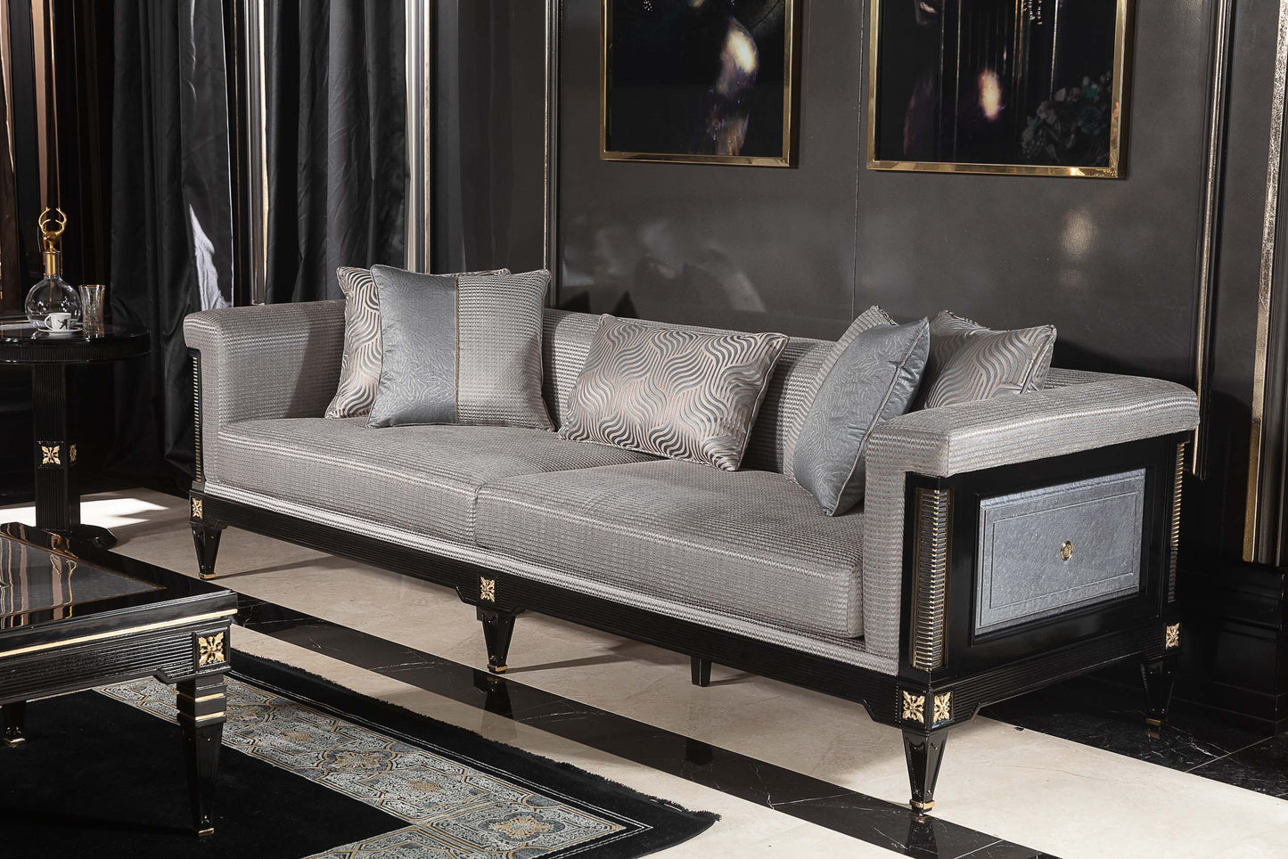 Evorina Grey-Silver Sofa