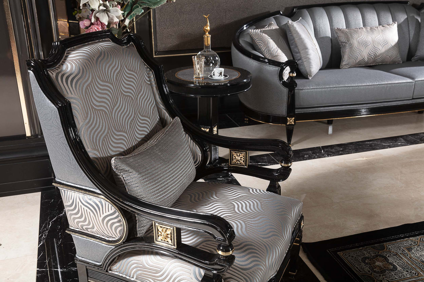Evorina Grey-Silver Sofa