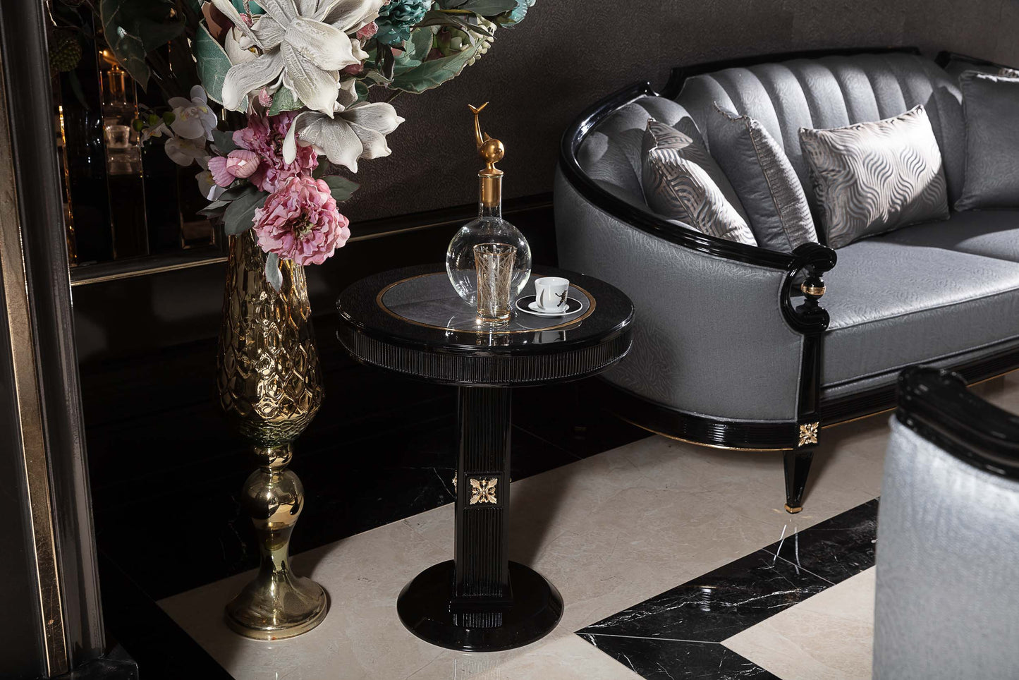 Evorina Grey-Silver Sofa