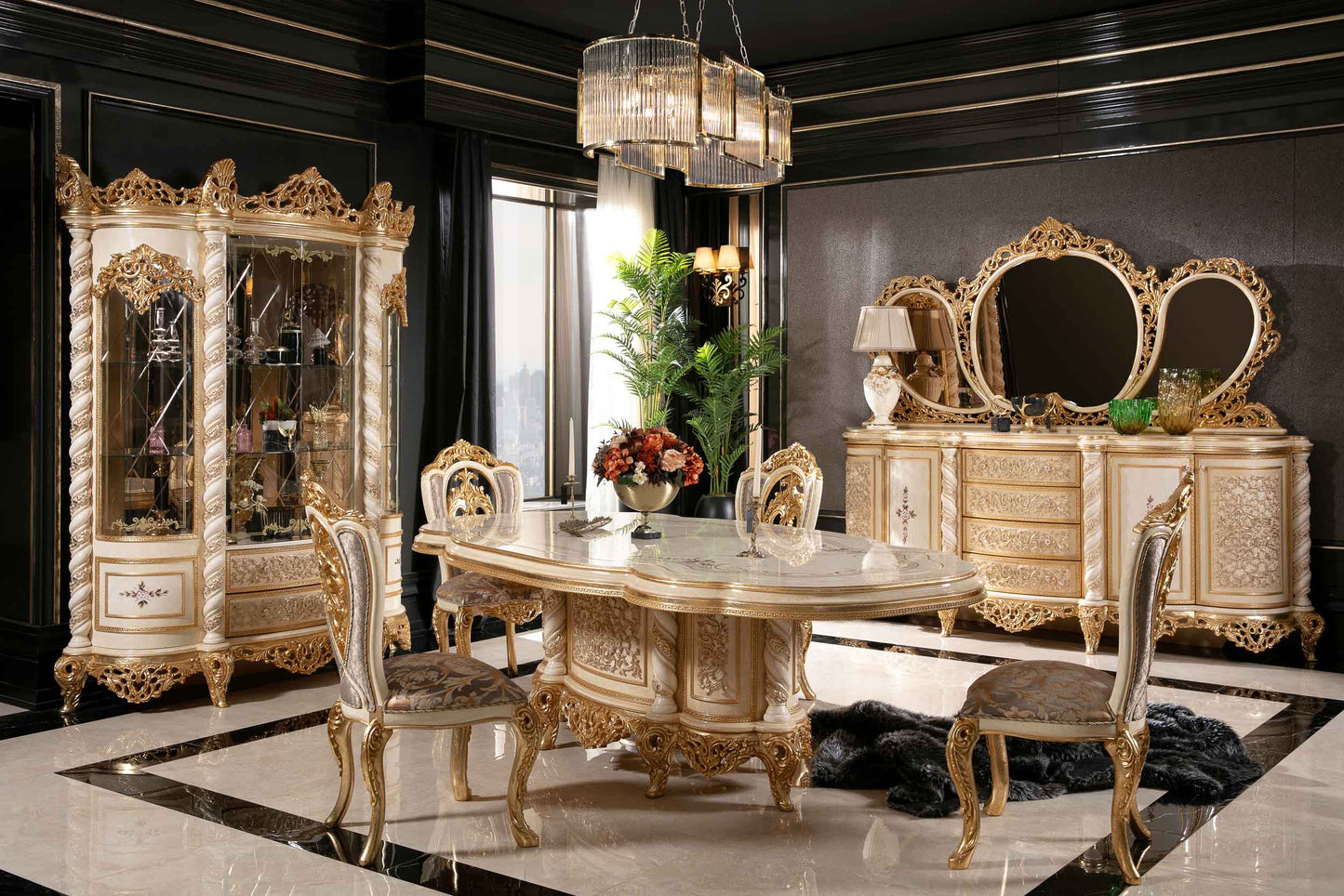 Belvora Gold Dining Room Set
