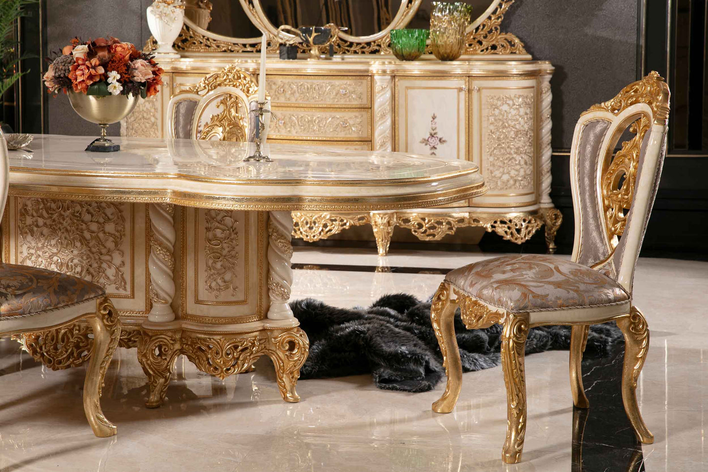 Belvora Gold Dining Room Set