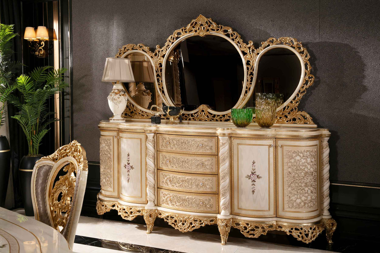 Belvora Gold Dining Room Set
