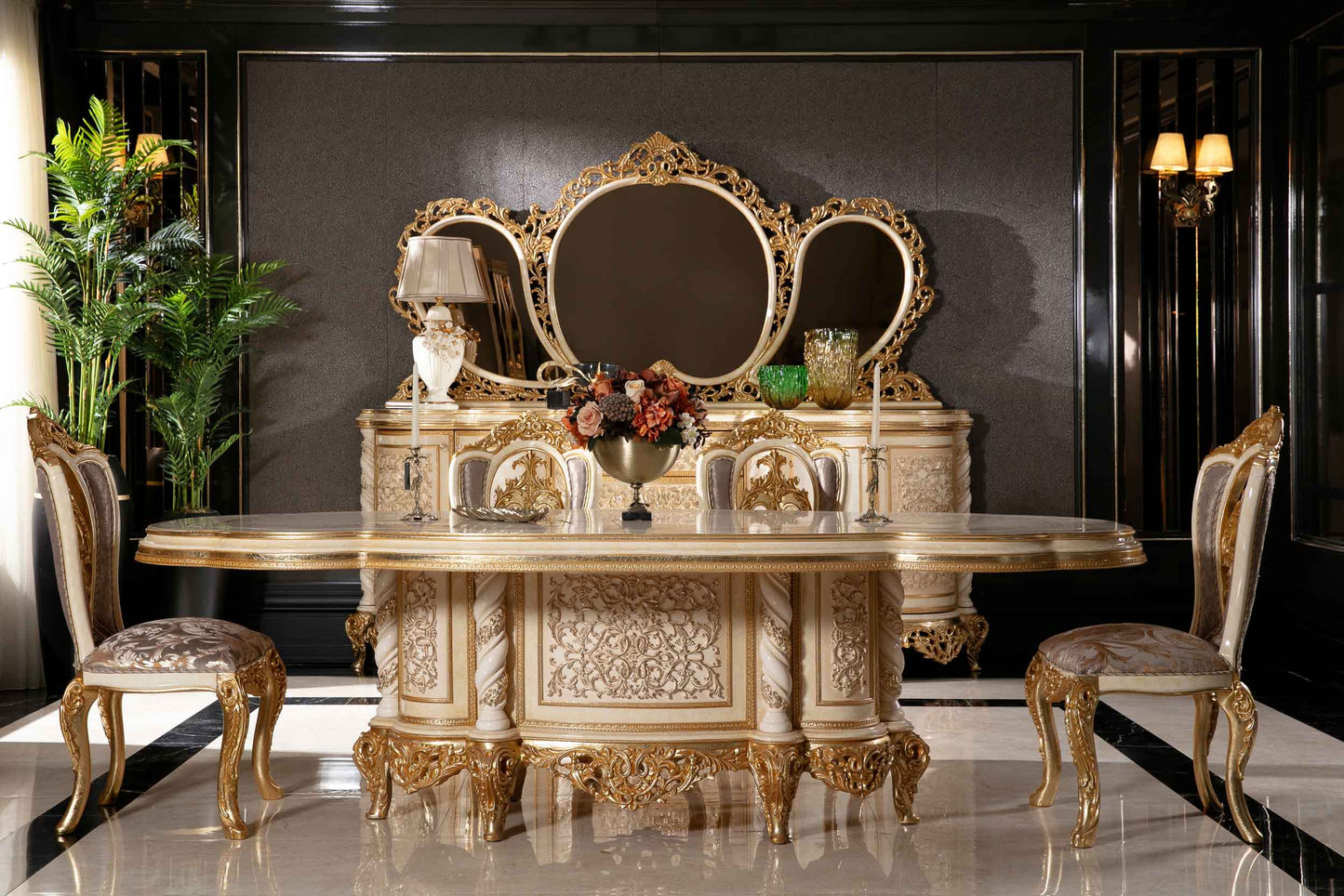 Belvora Gold Dining Room Set