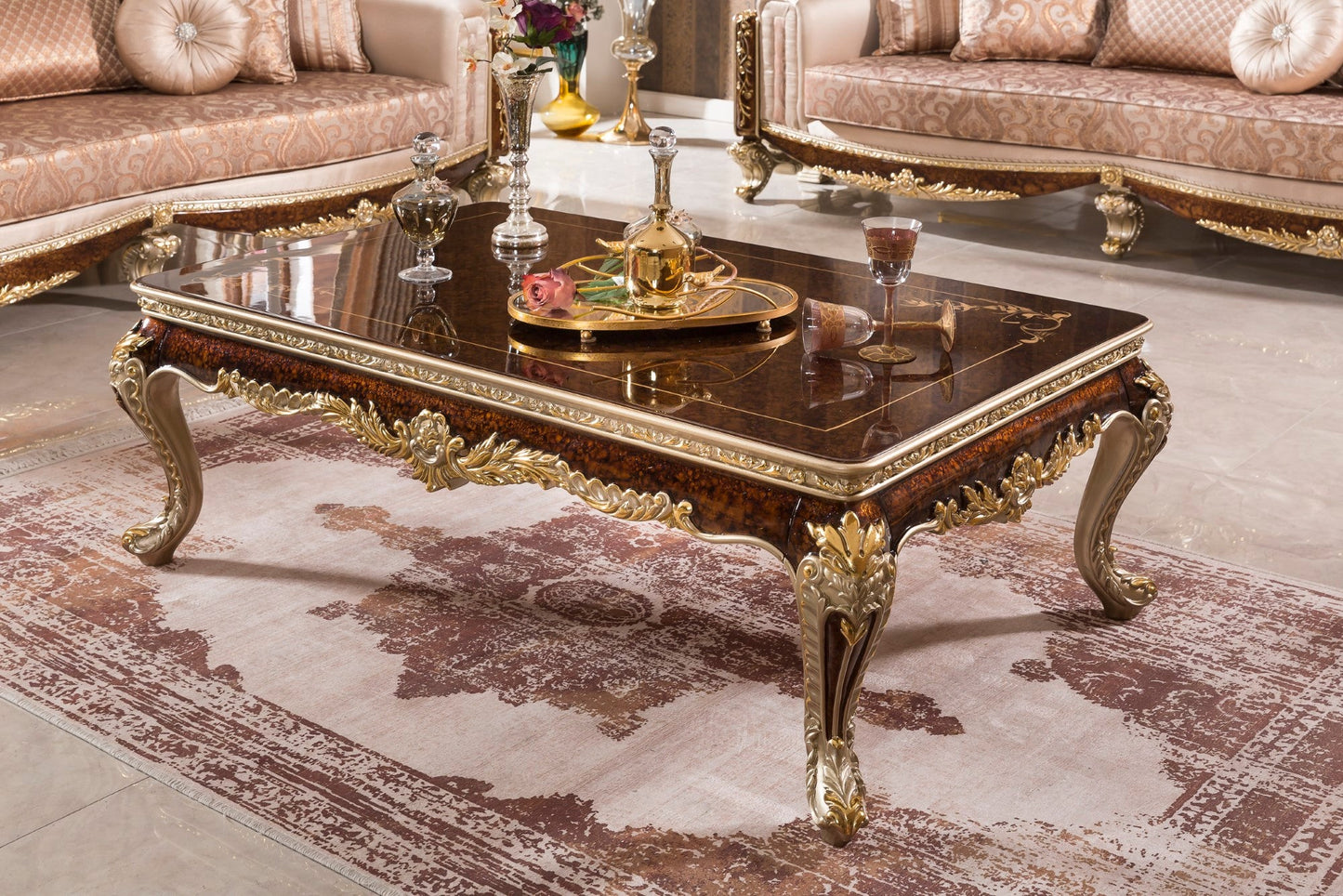 Dervessa Cream-Brown Sofa Set
