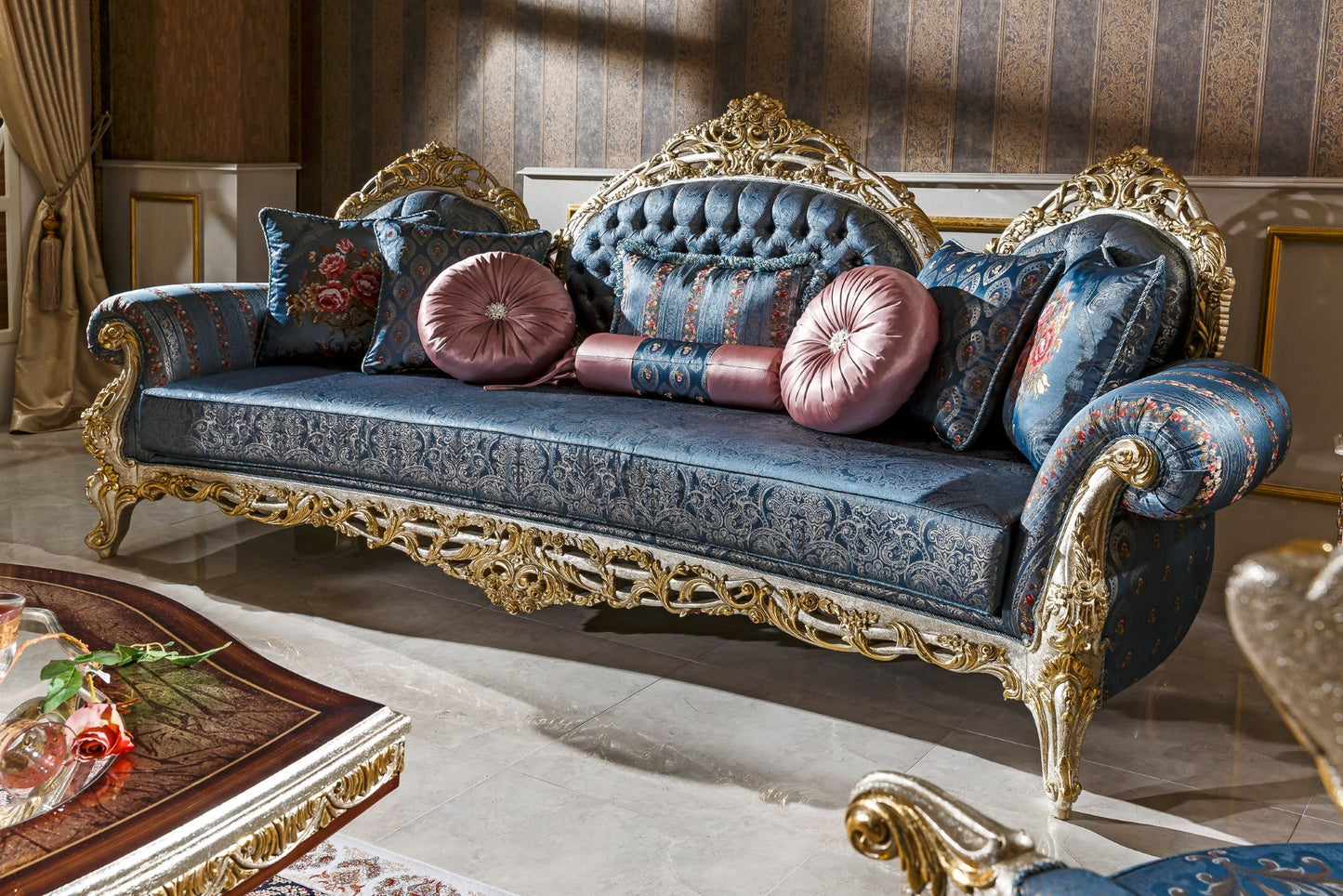 Eclessia pink-blue Sofa Set