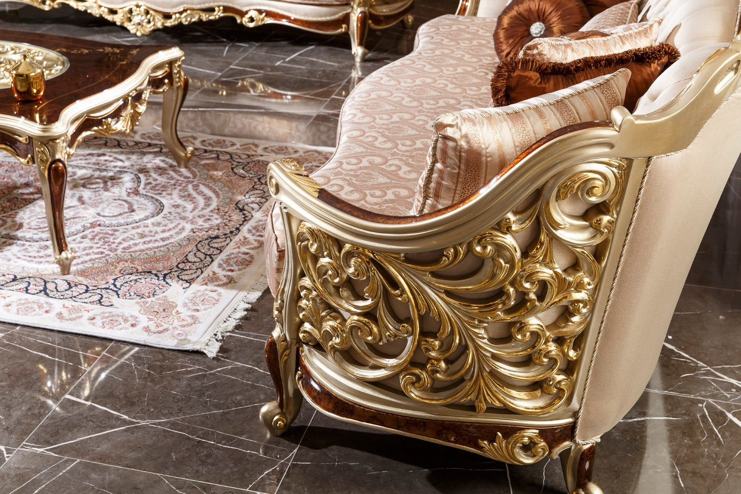 Elvoria gold Sofa Set