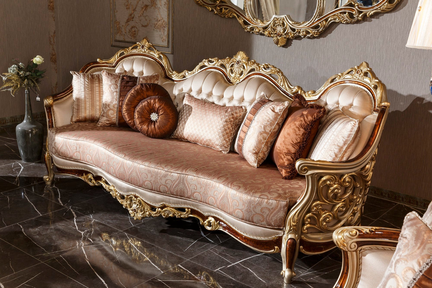 Elvoria gold Sofa Set