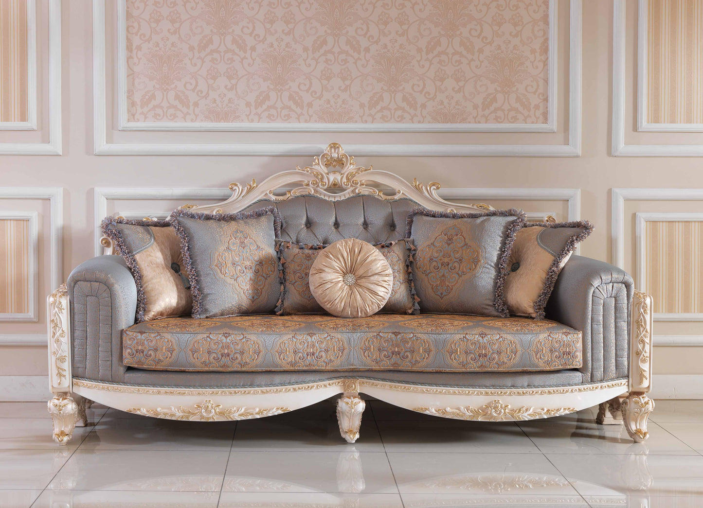 Dervessa Grey-Blue Sofa Set