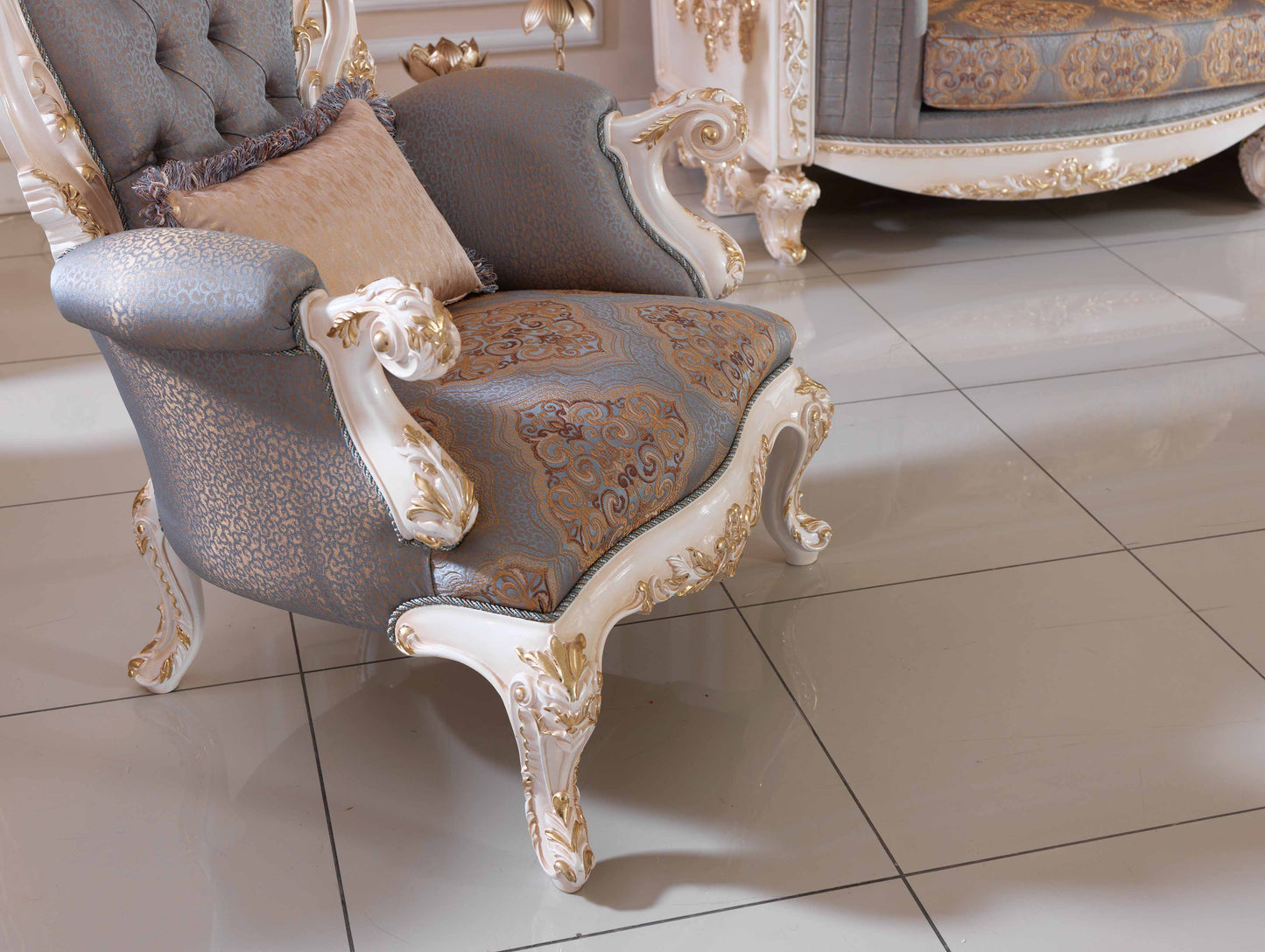 Dervessa Grey-Blue Sofa Set