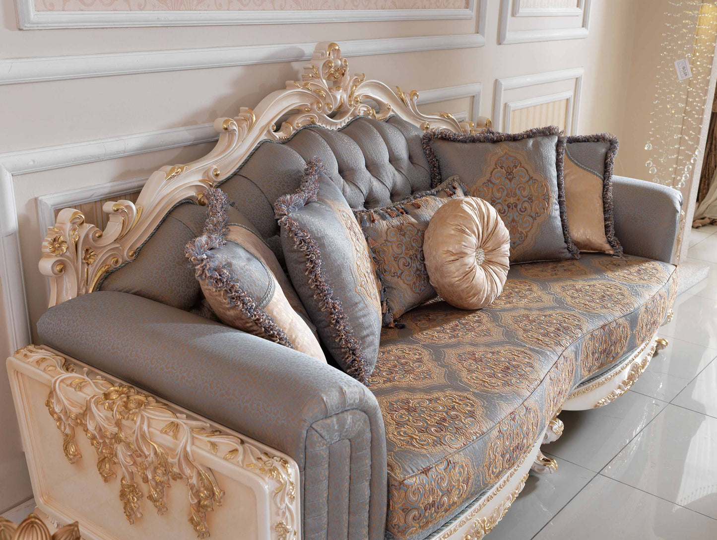 Dervessa Grey-Blue Sofa Set