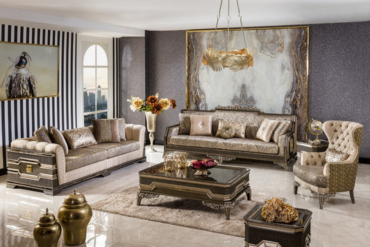 Dorezza Gold-Sand Sofa Set