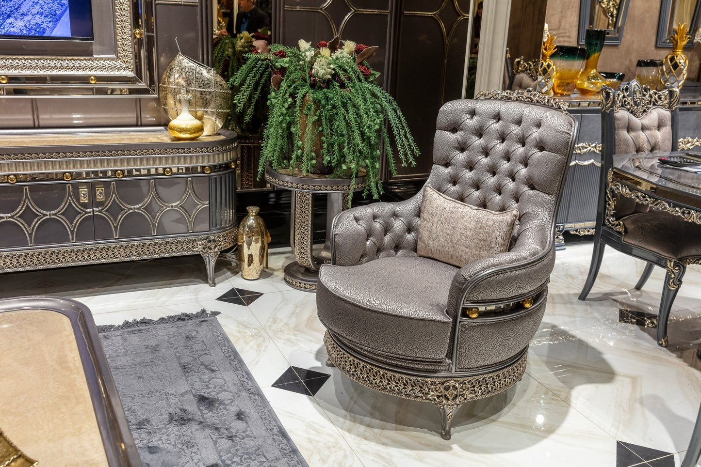 Corlina Silver  Sofa Set