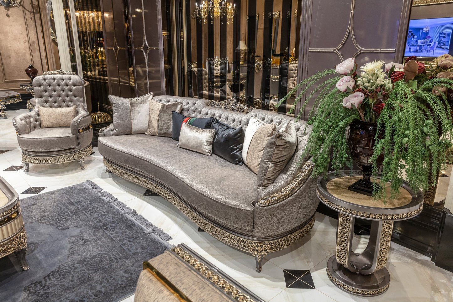 Corlina Silver  Sofa Set