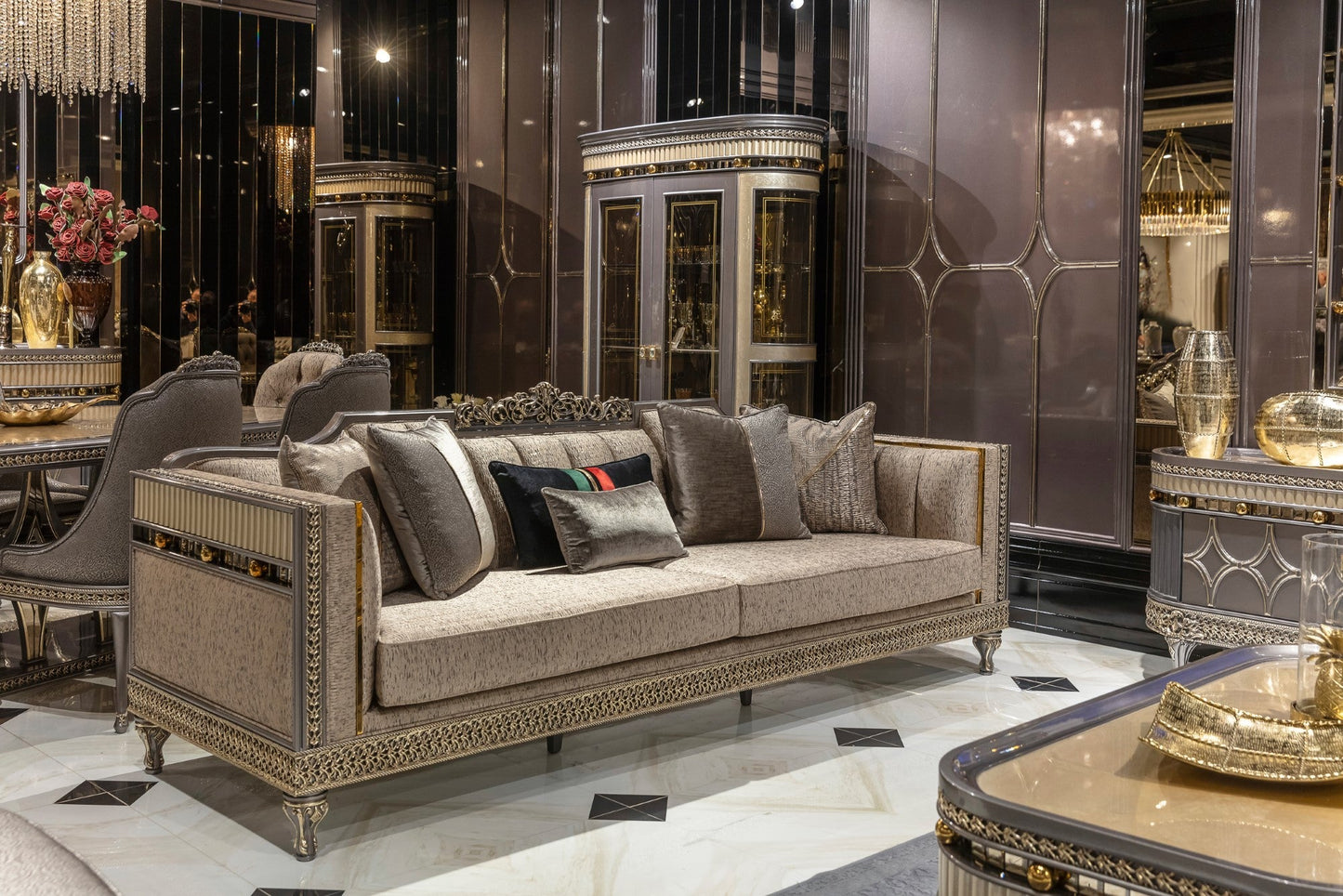 Corlina Silver  Sofa Set