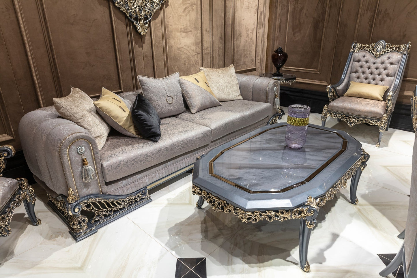 Denvira grey-beige Sofa Set