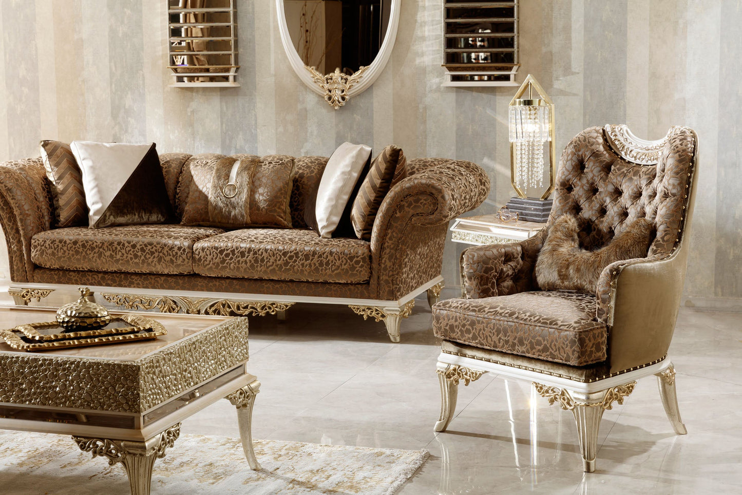 Davelle gold-beige Sofa Set