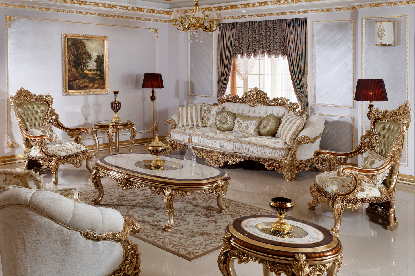Gormelis Cream Sofa Set