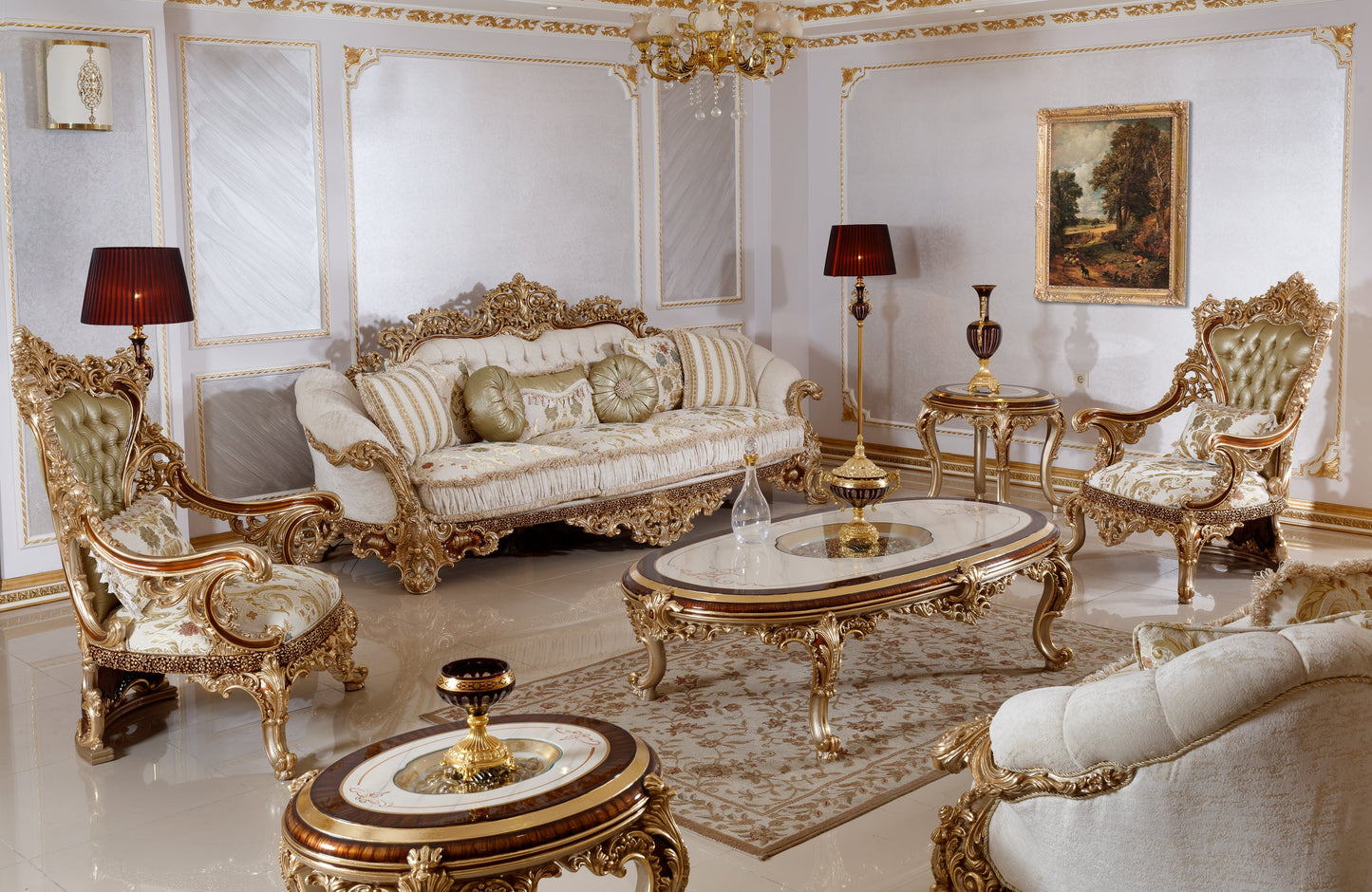 Gormelis Cream Sofa Set
