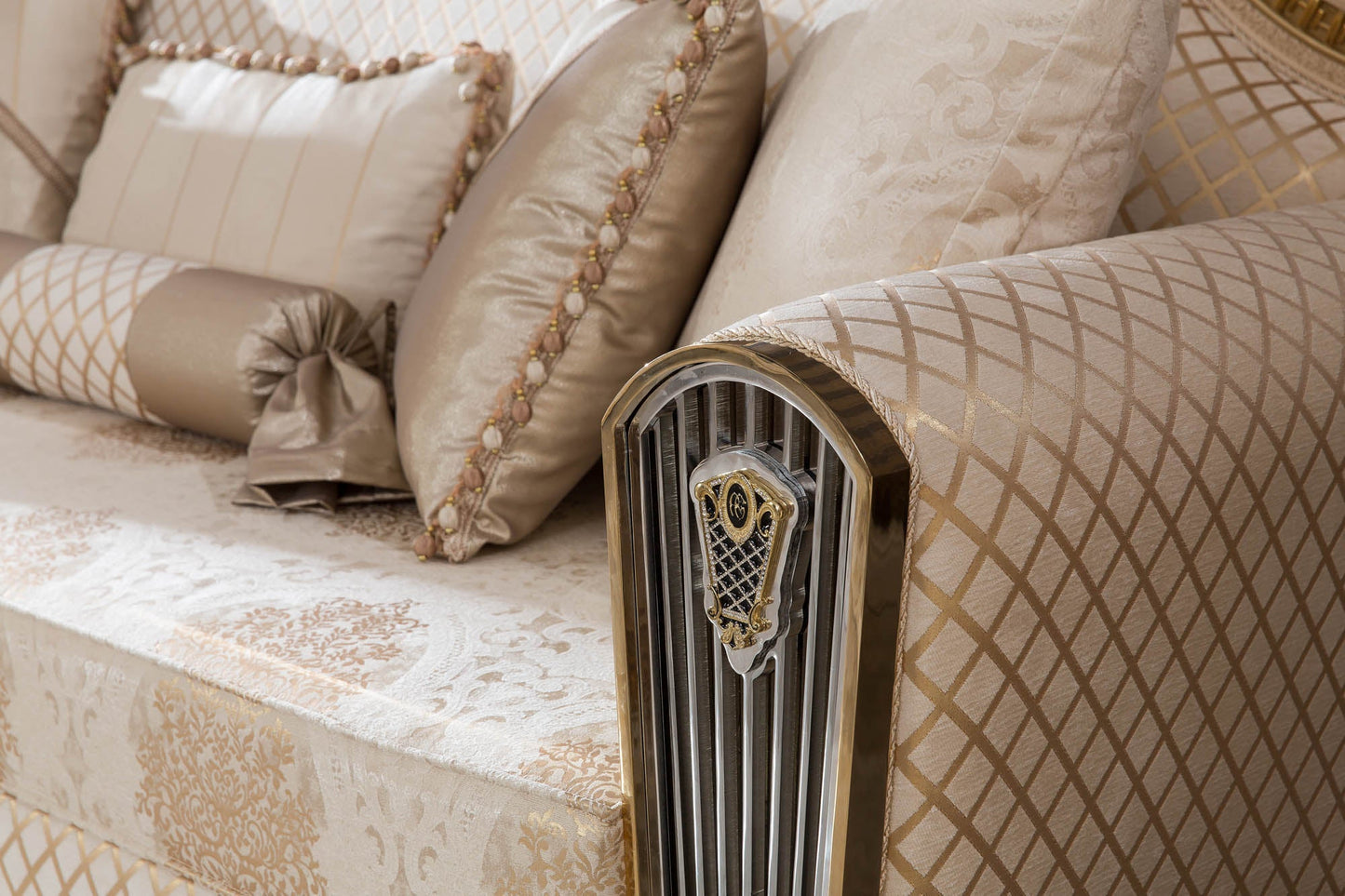 Darvion Cream-gold Sofa Set