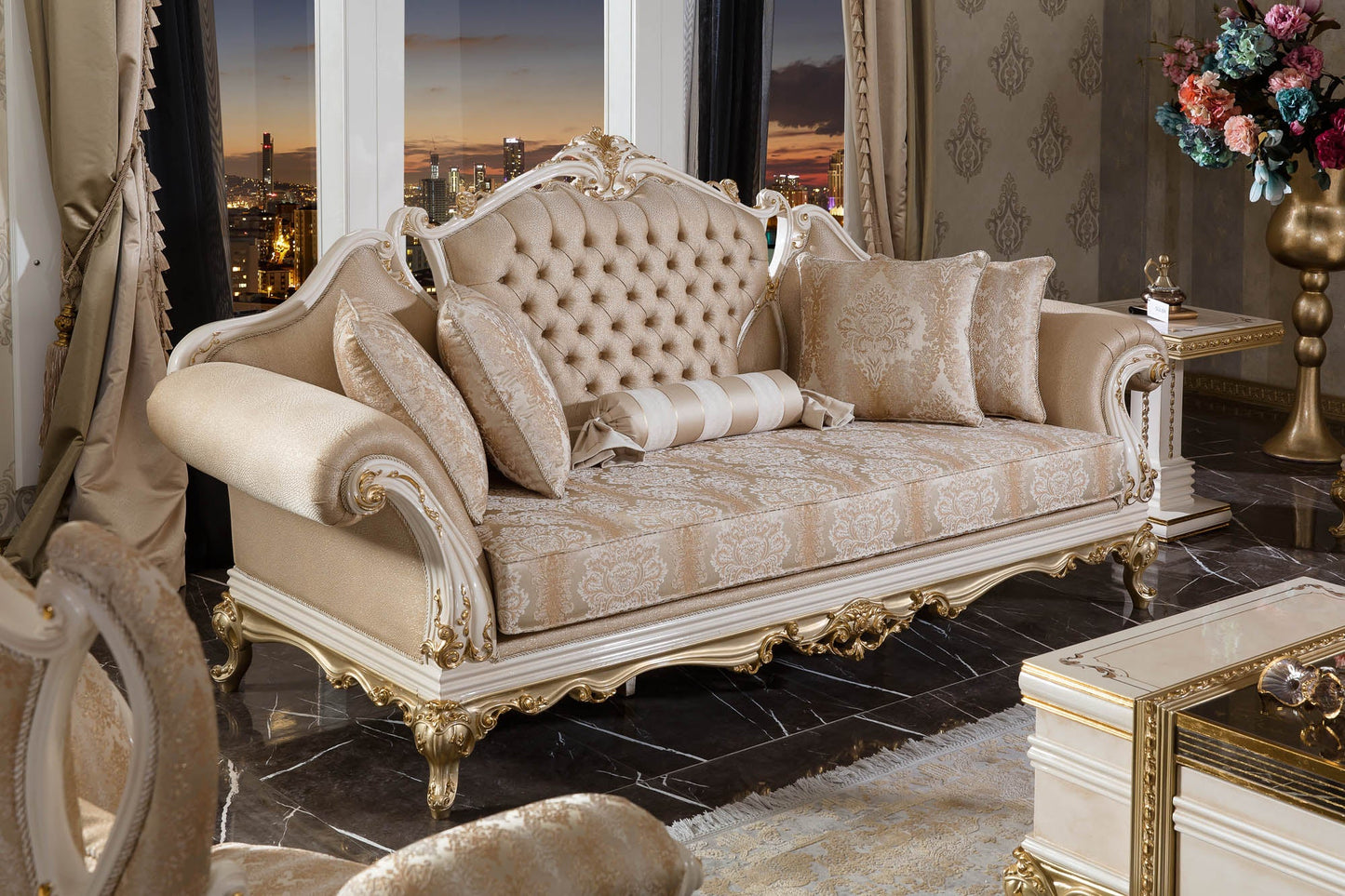 Elarion Cream Sofa Set