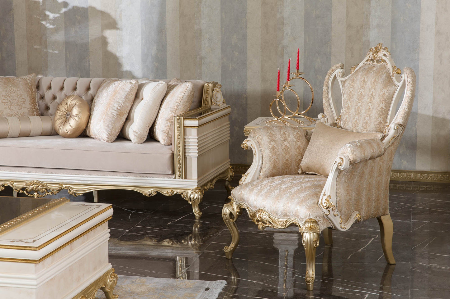 Elarion Cream Sofa Set