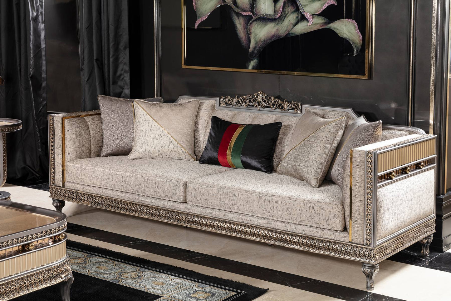 Corlina Grey Champagne Sofa Set
