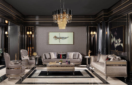 Corlina Grey Champagne Sofa Set