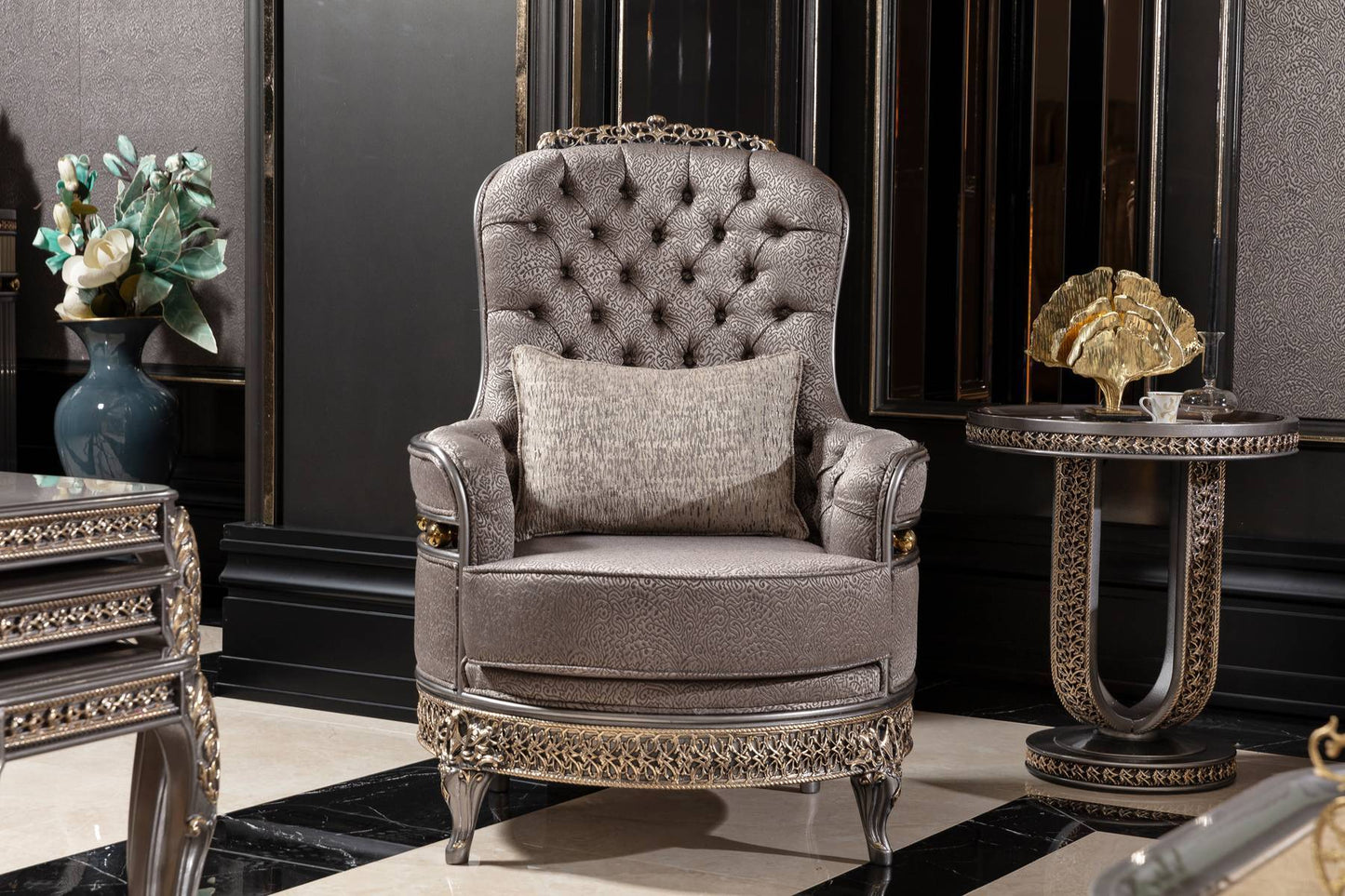 Corlina Grey Champagne Sofa Set