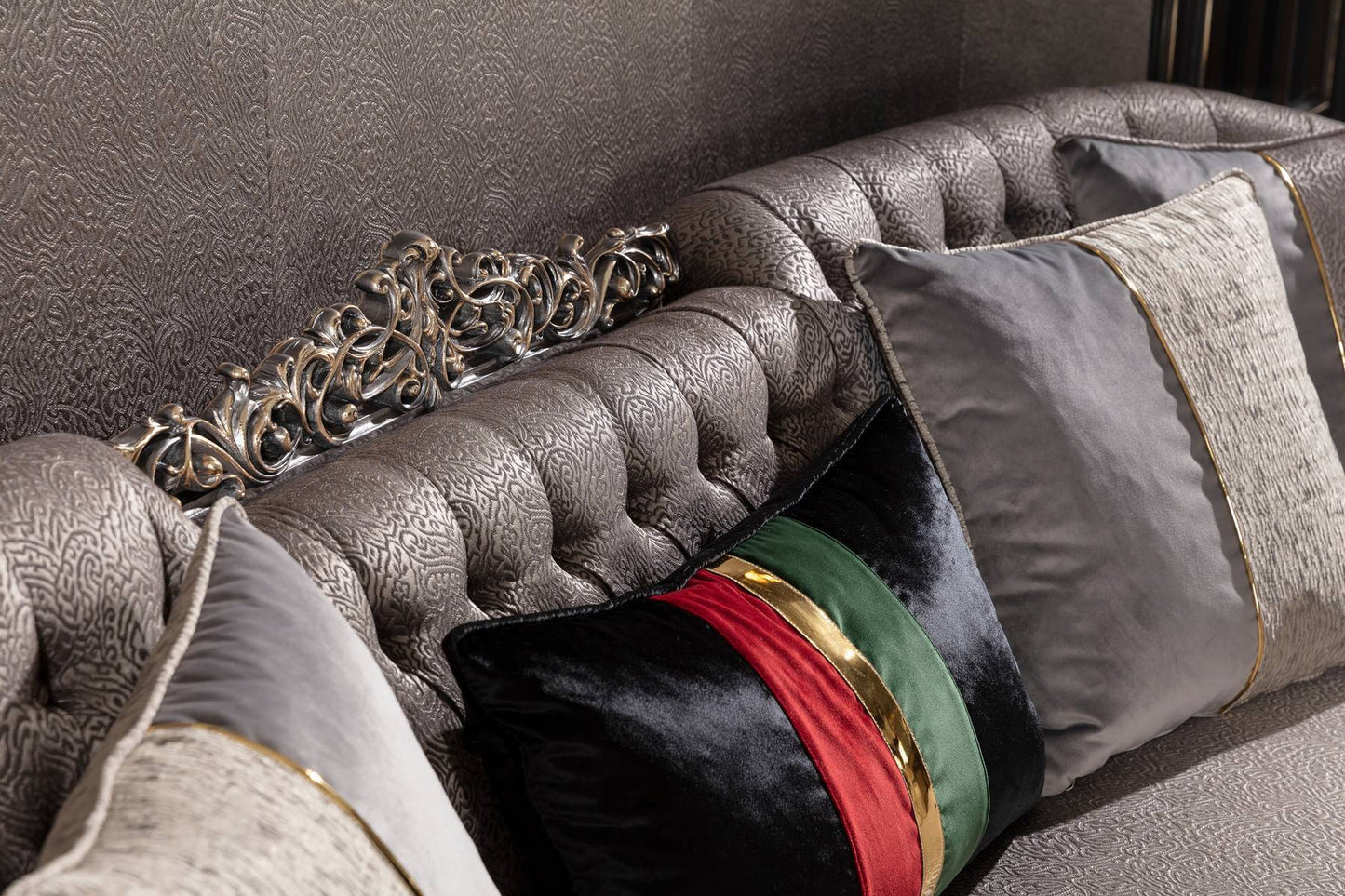 Corlina Grey Champagne Sofa Set