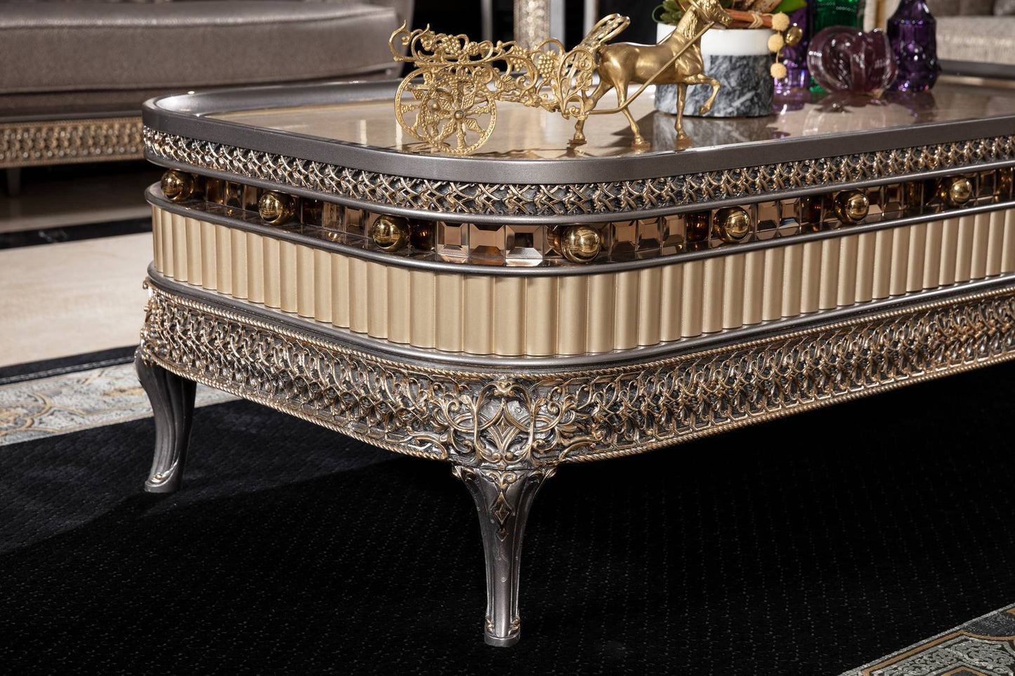 Corlina Grey Champagne Sofa Set