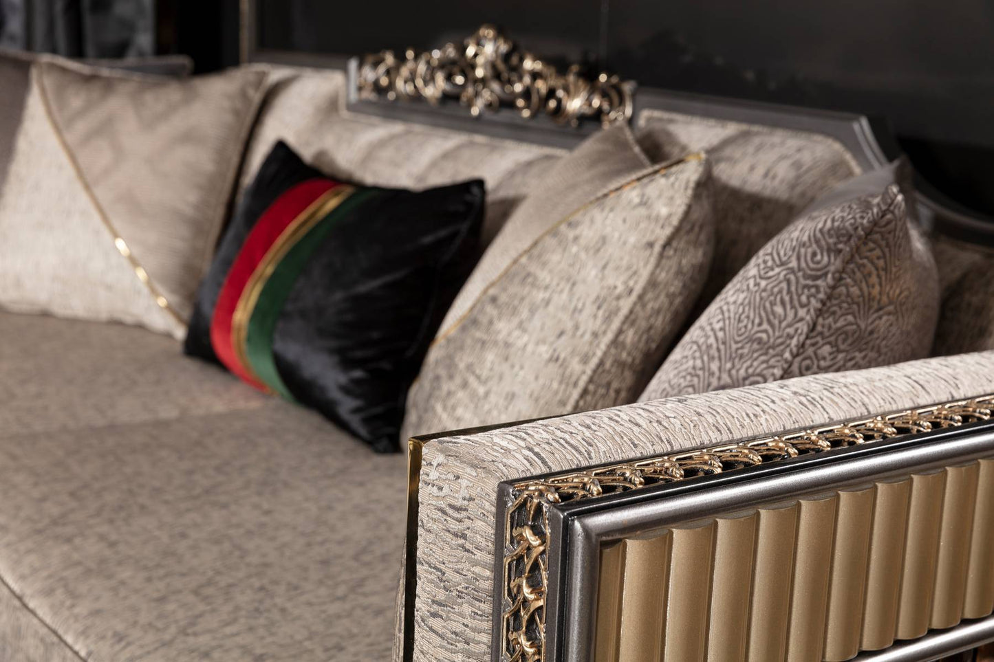Corlina Grey Champagne Sofa Set