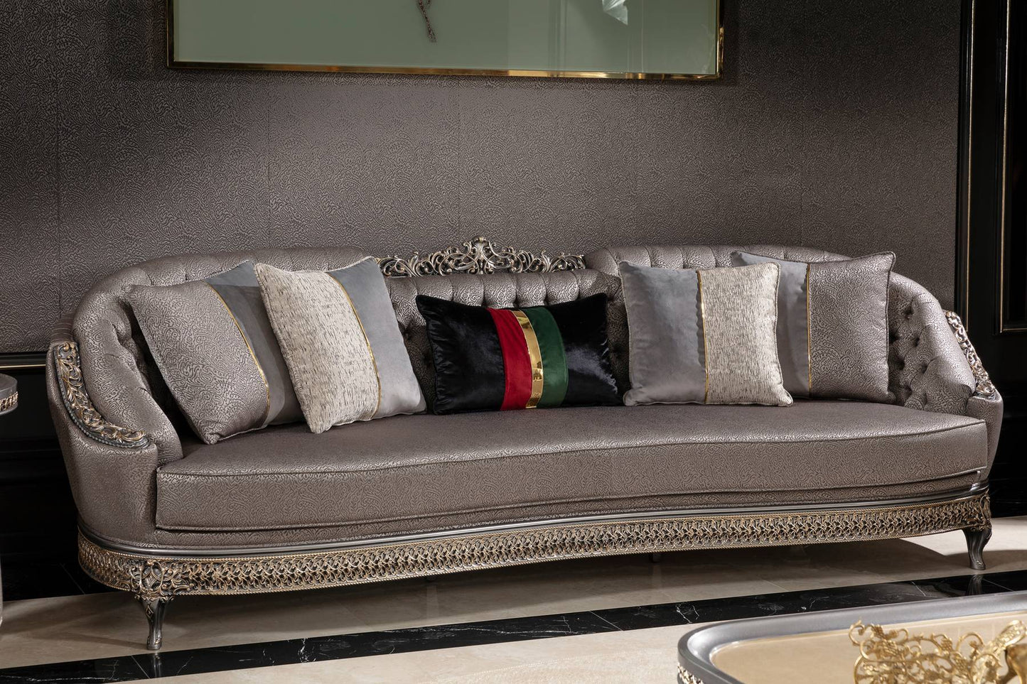 Corlina Grey Champagne Sofa Set